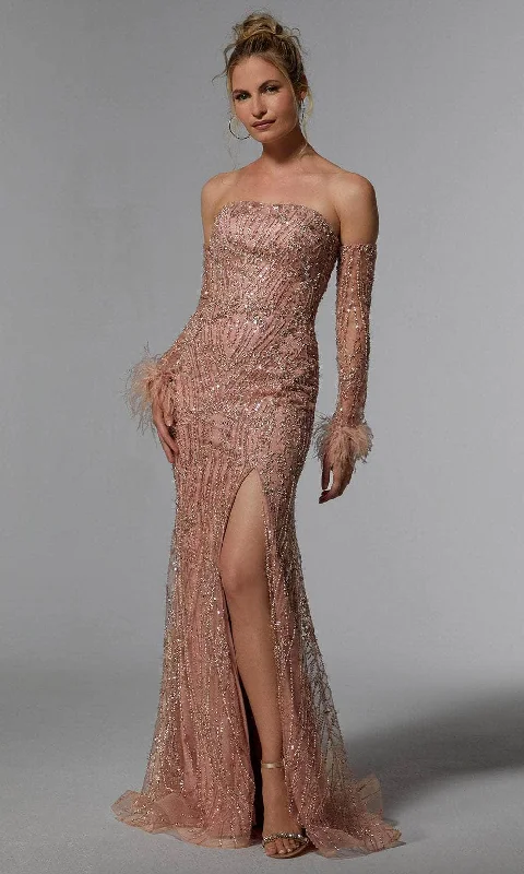 Elegant And Elegant MGNY by Mori Lee 72934 - Beaded High Slit Evening Dress