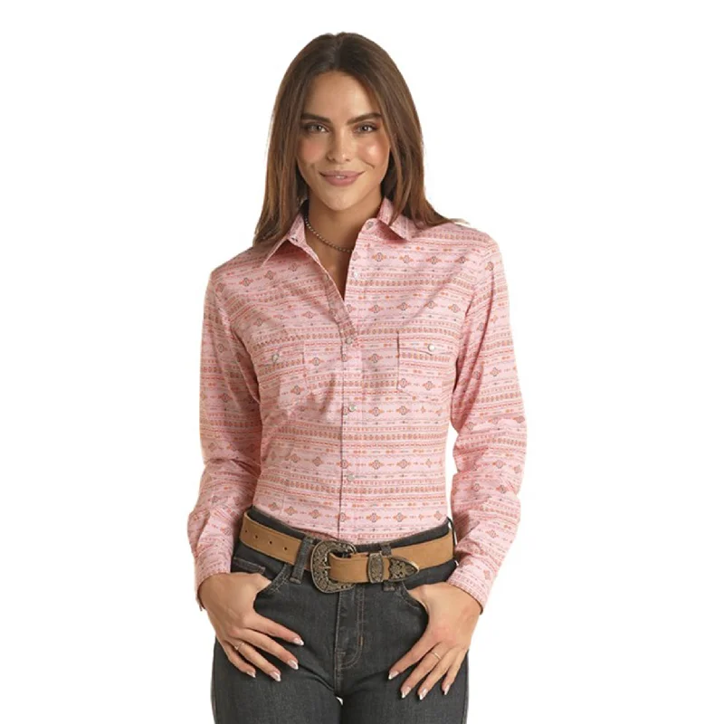 Loose Fit Panhandle Baby Pink Snap Shirt