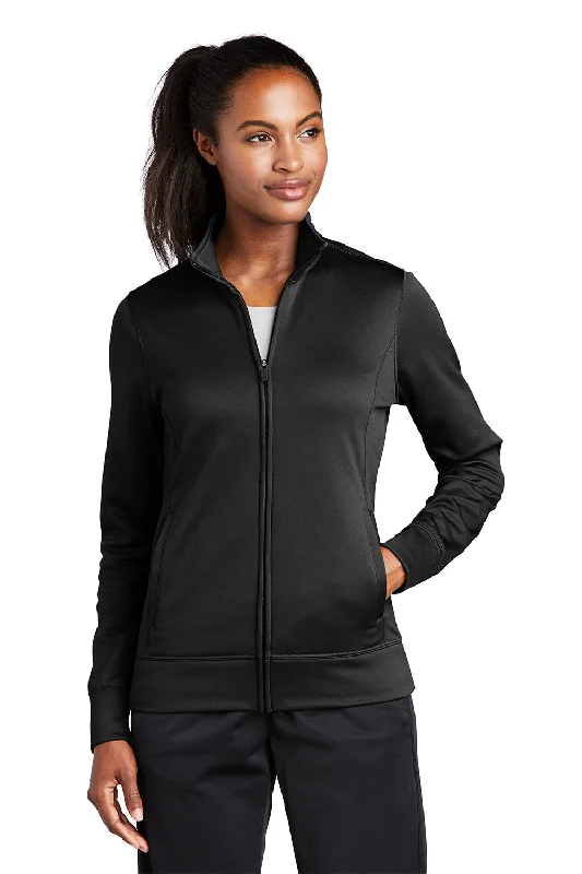 Classic Series Sport-Tek Womens Sport-Wick Moisture Wicking Fleece Full Zip Sweatshirt w/ Pockets - Black Classic Series Sport-Tek Womens Sport-Wick Moisture Wicking Fleece Full Zip Sweatshirt w/ Pockets - Black