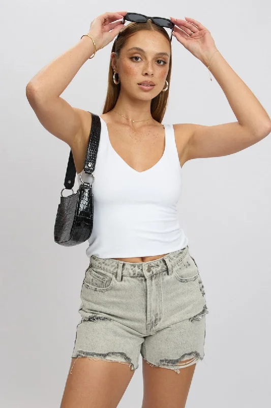 Mid-length Style Grey Jorts Shorts High Rise
