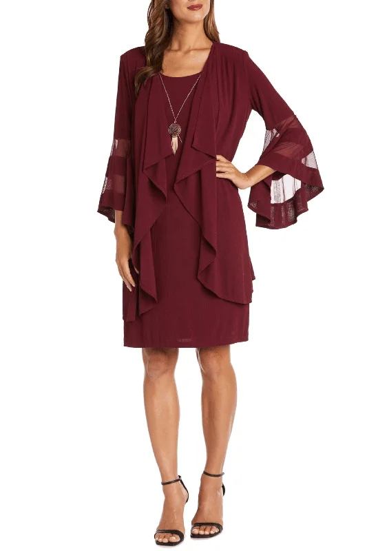 Floral Prints R&M Richards 7994 - Bell Sleeve Two-Piece Cocktail Dress