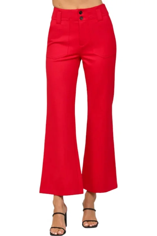 Casual Style Flare Pants In Red