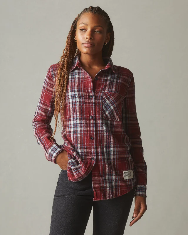 Slim Fit Vintage Flannel - Bonfire Red Plaid