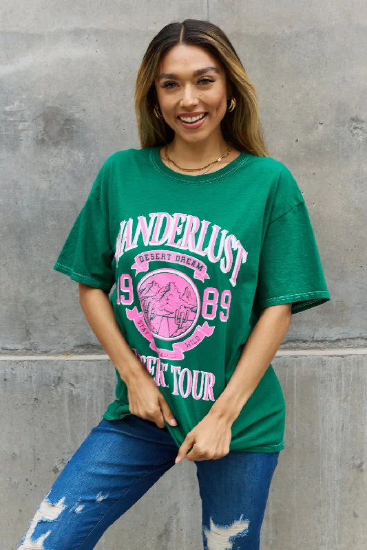 Embroidered Letters Sweet Claire "Wanderlust" Graphic T-Shirt