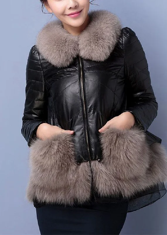 Knowledge And Elegance Beautiful Red Fox Collar Patchwork Duck Down Down Sheepskin Coat Winter Knowledge And Elegance Beautiful Red Fox Collar Patchwork Duck Down Down Sheepskin Coat Winter
