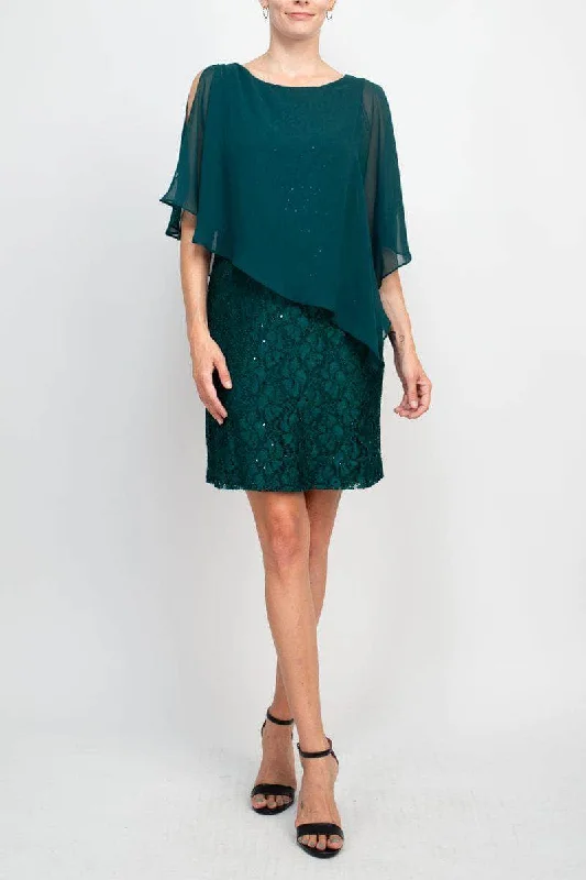Ethnic Style Connected Apparel TDD71311M1 - Split Cape Floral Lace Cocktail Dress