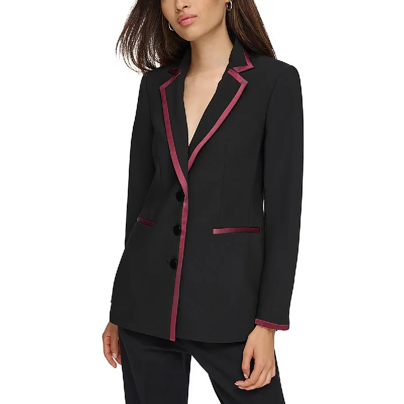 Sexy Fun Karl Lagerfeld Paris Womens Tuxedo Contrast Trim Double-Breasted Blazer