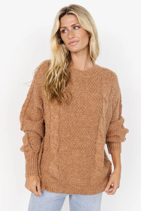 Cute Style Lukas Cable Knit Sweater | Camel