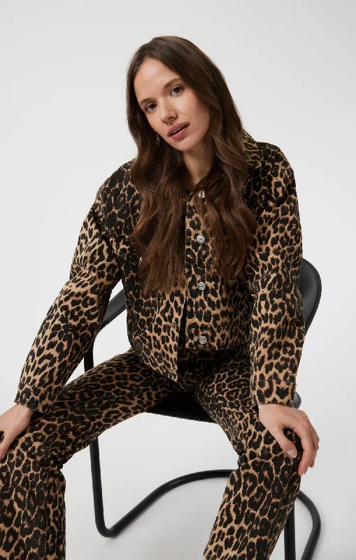 Playful Style MAREN CROP JACKET IN LEOPARD DENIM