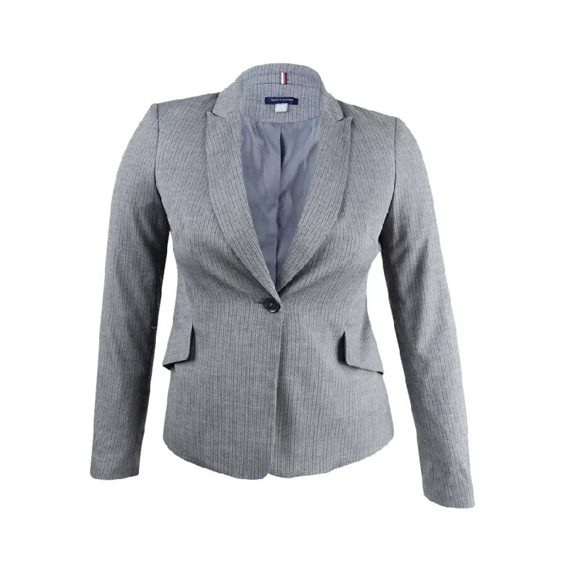 End Of The Year Tommy Hilfiger Women's Pinstriped One-Button Jacket