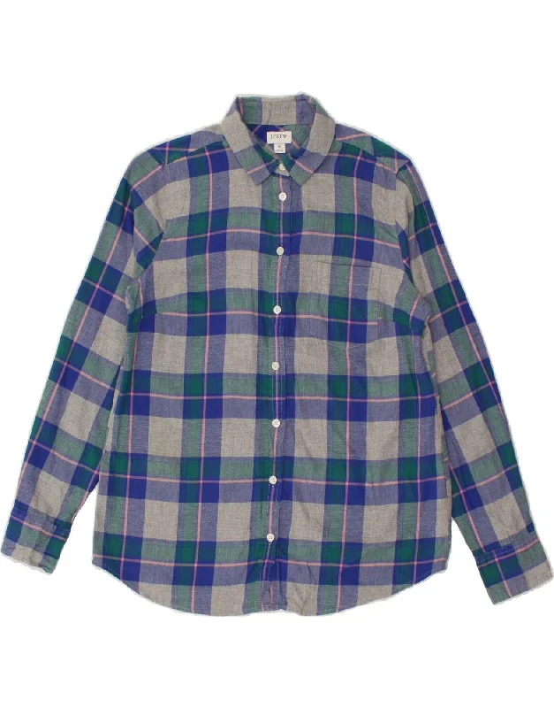 Classic Series J. CREW Womens Shirt UK 10 Small Blue Check Cotton