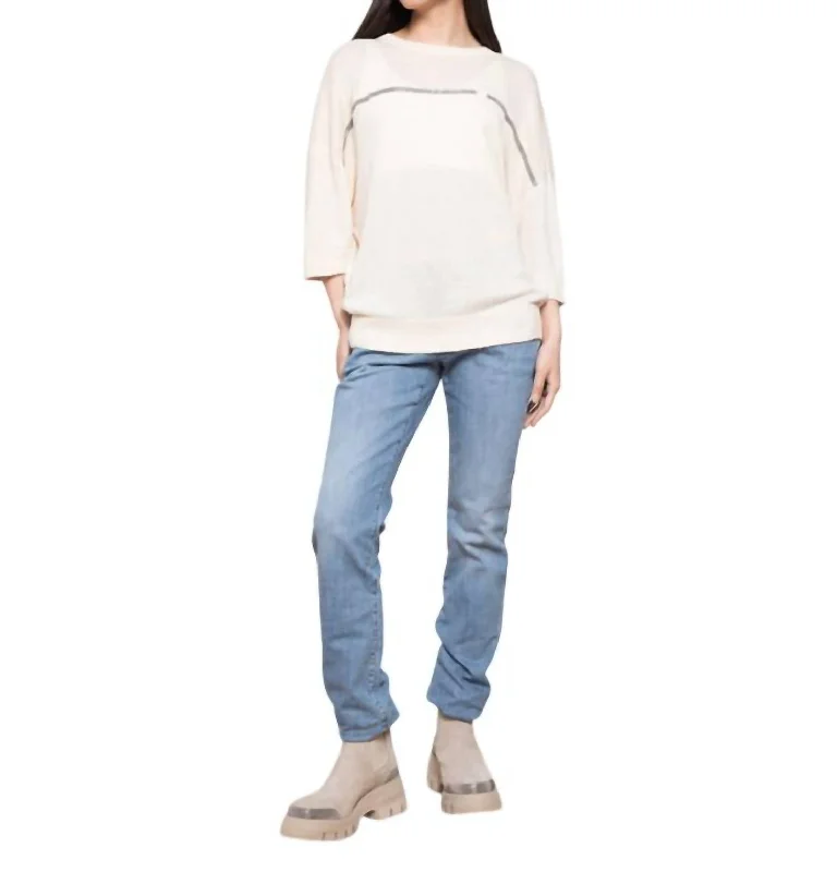 Elegant And Simple Eco-Brass Jeans In Light Wash Denim