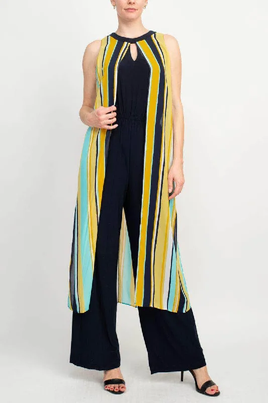 Eye-catching Personality Emma & Michele 100064 - Sleeveless Multicolor Striped Jumpsuit Eye-catching Personality Emma & Michele 100064 - Sleeveless Multicolor Striped Jumpsuit
