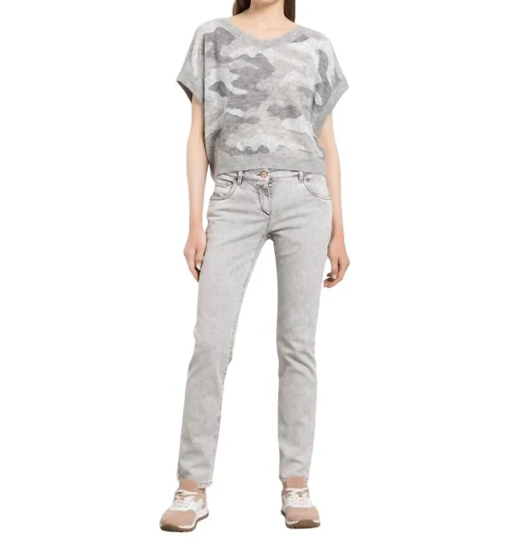 Sports Design Monil Chain Straight Jeans In Denim Grey