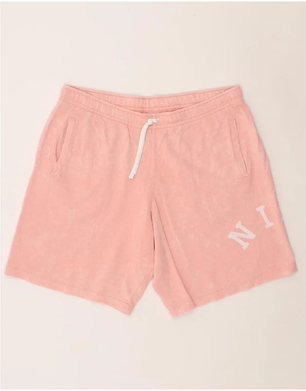 Hooded design NIKE Womens Tall Graphic Sport Shorts UK 18 XL Pink Cotton