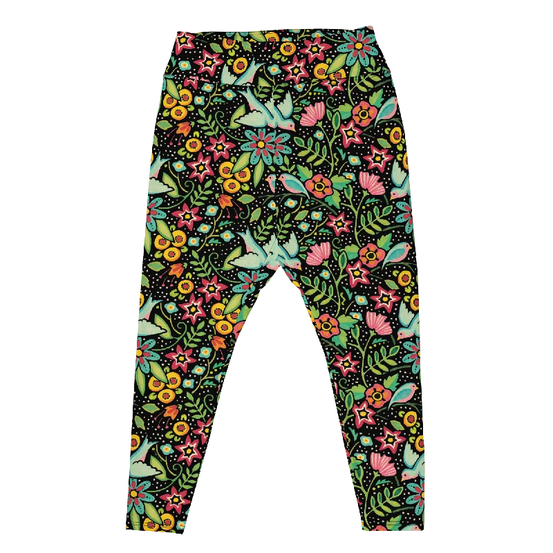 Fashion Elements Birds Amidst Flowers Plus Size Leggings
