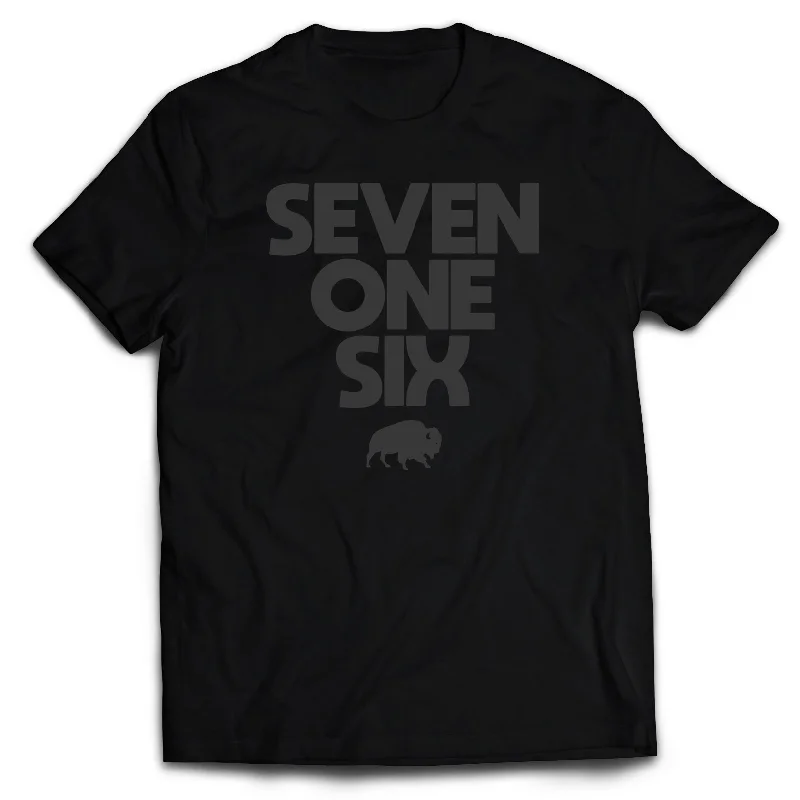 Simple Solid Color SevenOneSix - Adult Shirt - BLACK