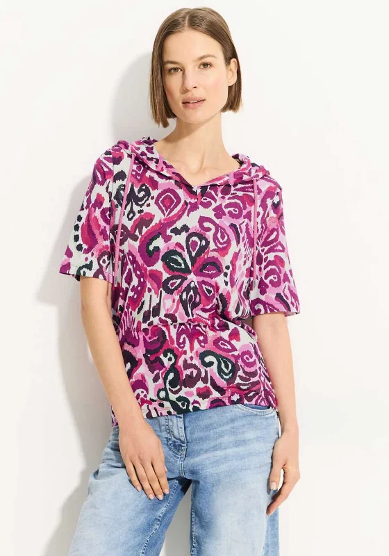 Youthful Cecil Hooded Print T-Shirt, Bloomy Pink