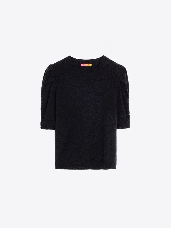 Casual And Casual Vilagallo Knitwear Puffed Sleeve Sweater Black