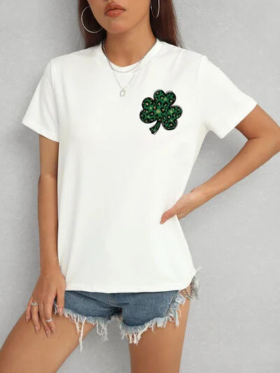 Advanced Customization Lucky Clover Round Neck Short Sleeve T-Shirt