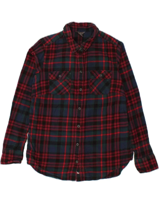 Warm Winter Series EDDIE BAUER Womens Shirt UK 14 Medium Navy Blue Check Cotton