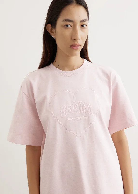 Comfortable down Heavy Cotton Drop Shoulder Heart T-Shirt