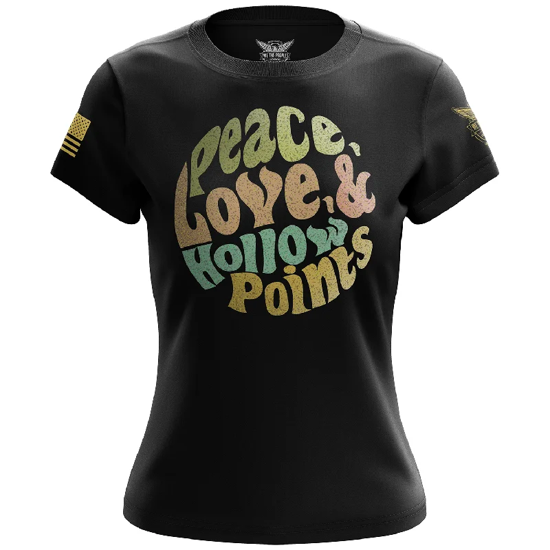 British Fashion Peace, Love, & Hollow Points Women's Short Sleeve Shirt