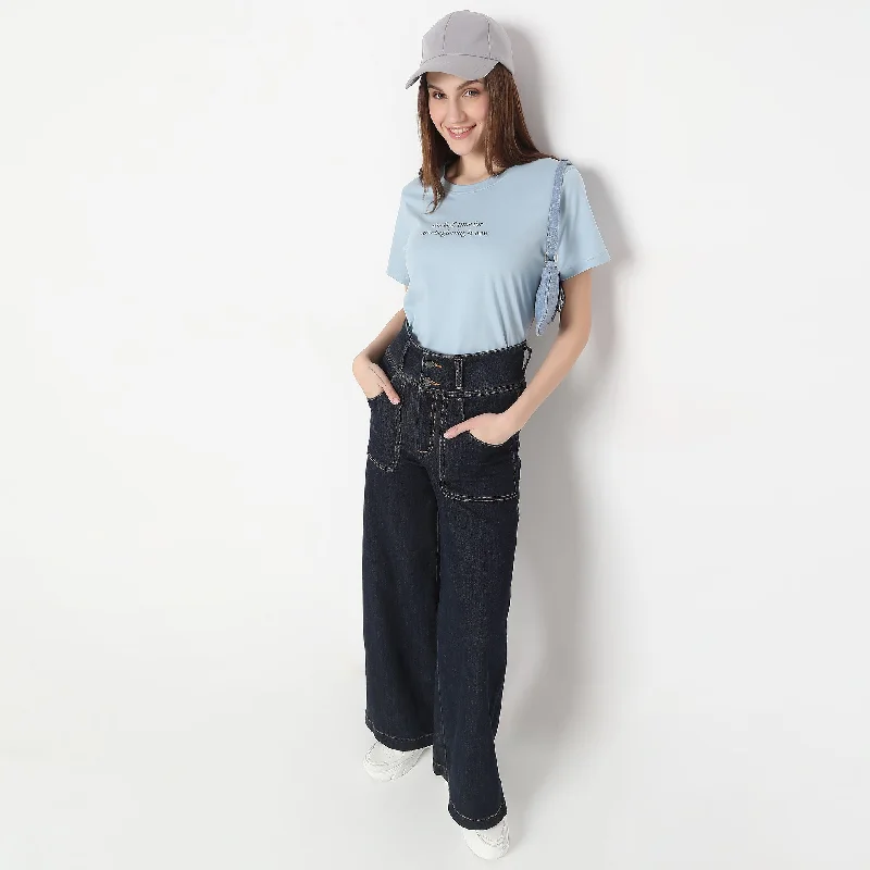 Ethnic Style Solid Round Neck T-Shirt
