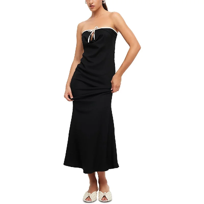 Designer Style Lioness Womens Illuminating Strapless Cut-Out Maxi Dress
