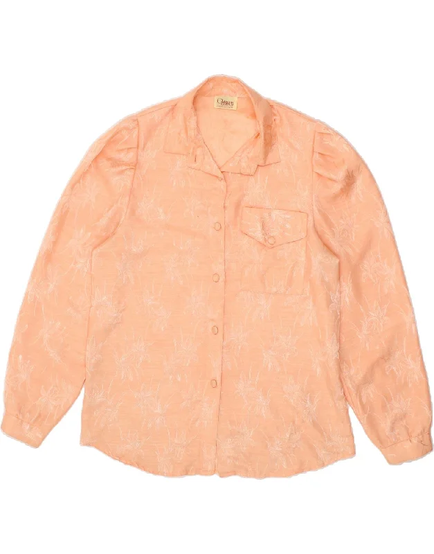 Casual And Casual VINTAGE Womens Shirt Blouse UK 16 Large Orange Floral Polyester