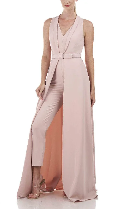 French Style Kay Unger 5549274 - Belted Overskirt Jumpsuit