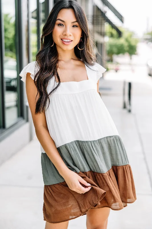 Wandering freely On Your Best Day Olive Green Colorblock Dress
