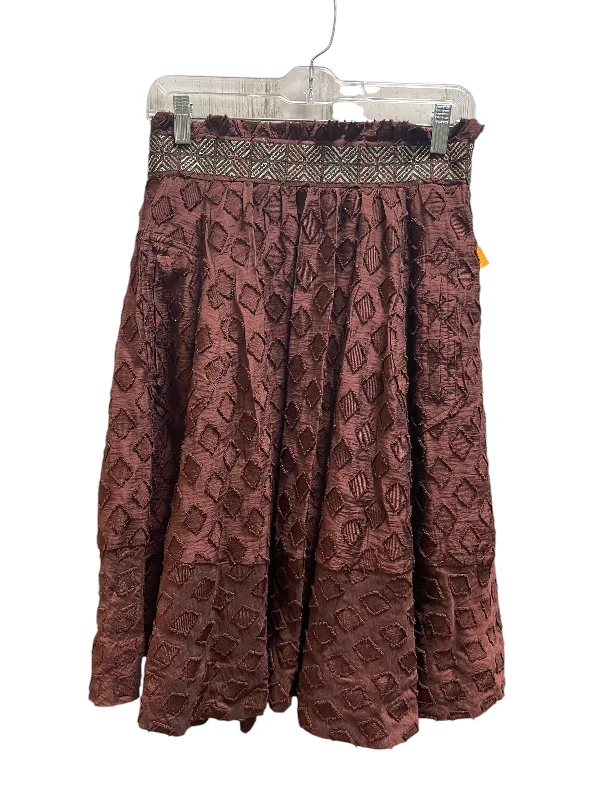 Elegant And Noble Skirt Midi By Maeve In Brown, Size: 4