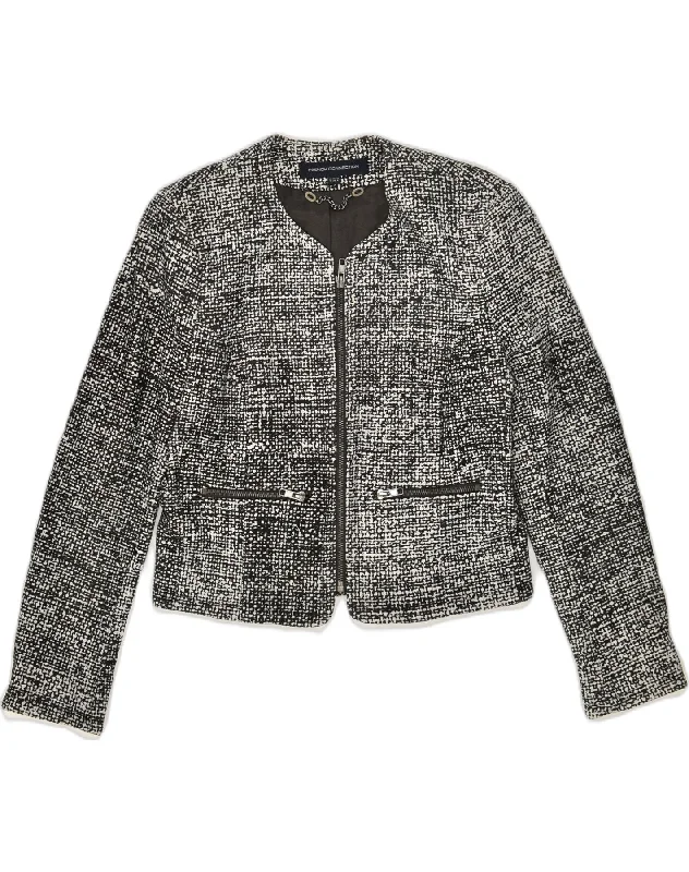 Knitted Design FRENCH CONNECTION Womens Blazer Jacket UK 10 Small Black Viscose
