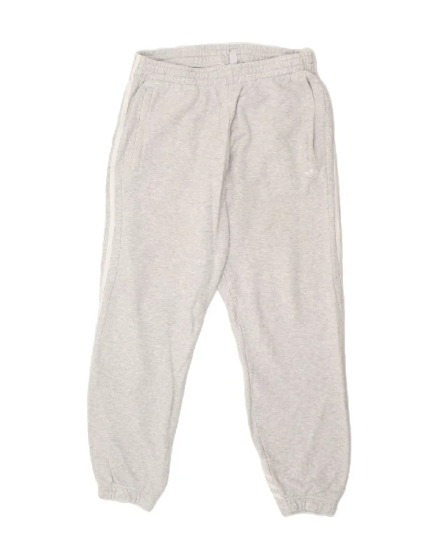 French Retro ADIDAS Womens Tracksuit Trousers Joggers UK 16 Large Grey Cotton
