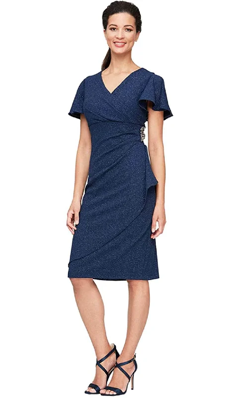 Cool Breeze At Night SLNY - Glittered V-Neck Cocktail Dress 9127166