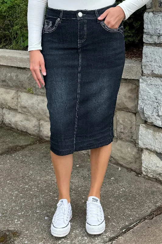 Trendy Items Skylar Black Wash Denim Skirt
