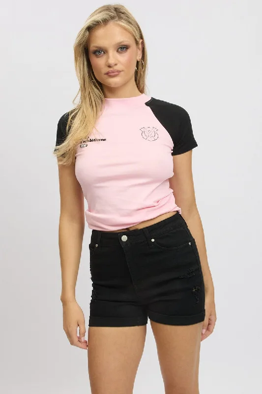Slim Fit Black Skinny Short High Rise Rolled Hem