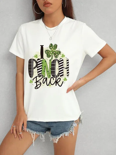 High-waisted pants style I PINCH BACK Round Neck Short Sleeve T-Shirt