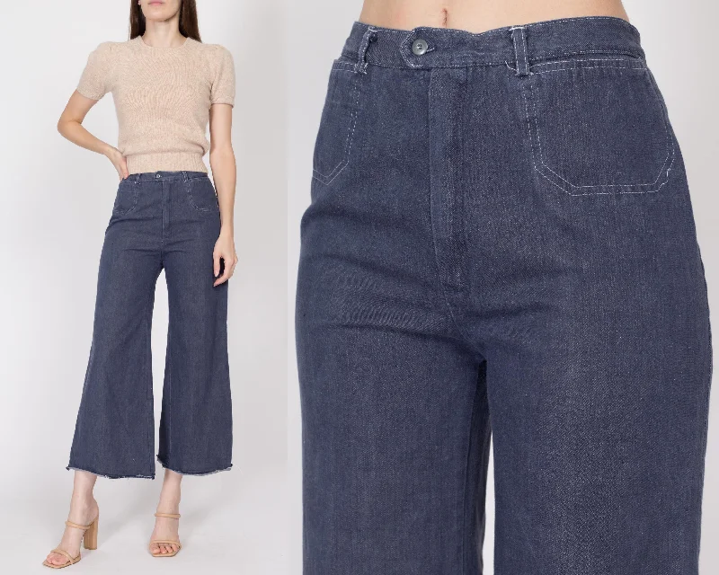 Hooded design Small 70s Dark Wash Cut Off Sailor Jeans 27"
