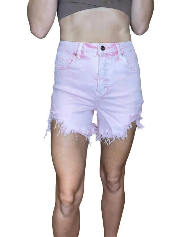 Light And Breathable High Rise Shorts In Pink Wash