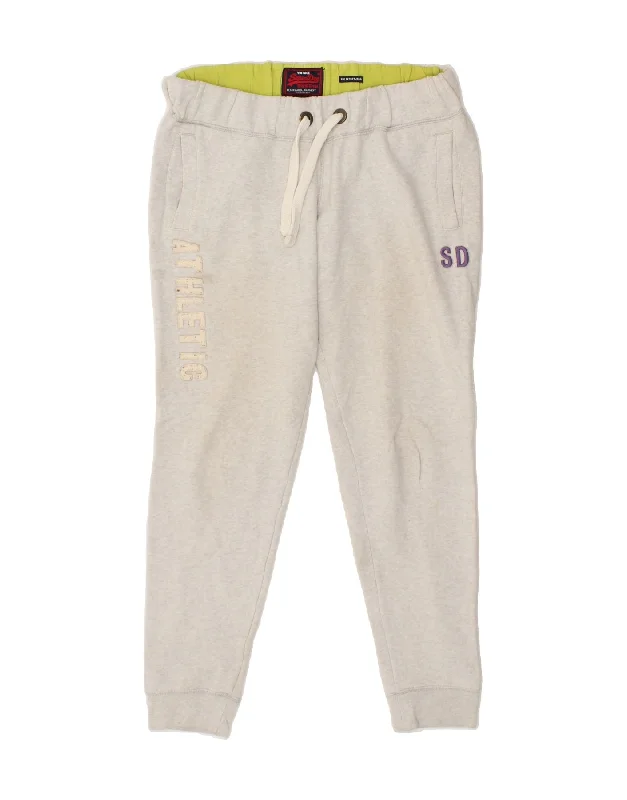 Embroidered Letters SUPERDRY Womens Graphic Tracksuit Trousers Joggers UK 6 XS Grey