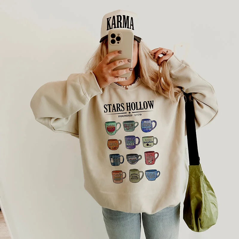 Slim Fit Stars Hollow Mugs Sweatshirt