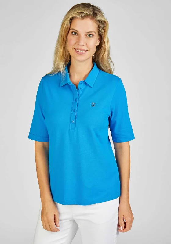 Minimal Style Rabe Pique Cotton Polo Shirt, Blue