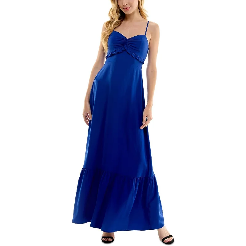 Comfortable And Simple Kingston Grey Womens Juniors Smocked  Maxi Dress