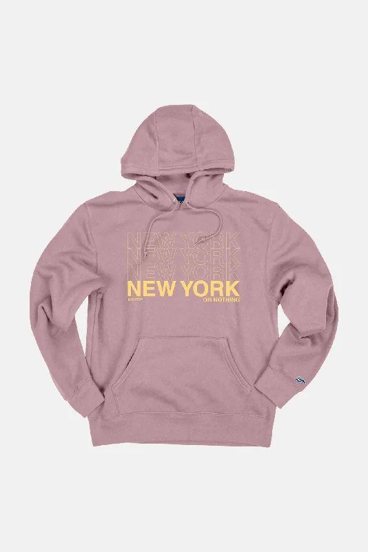 Exquisite Fabrics New York or Nothing Hoodie Dusty Pink/Yellow