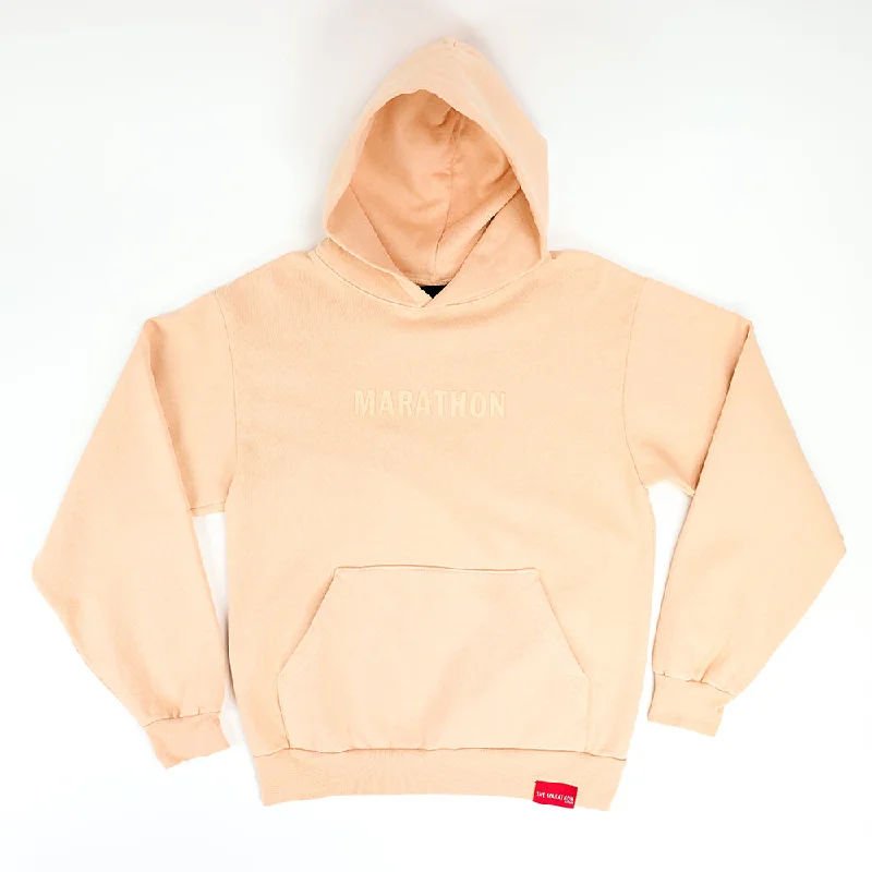 Casual Style Marathon Leisure Tonal Hoodie - Coral