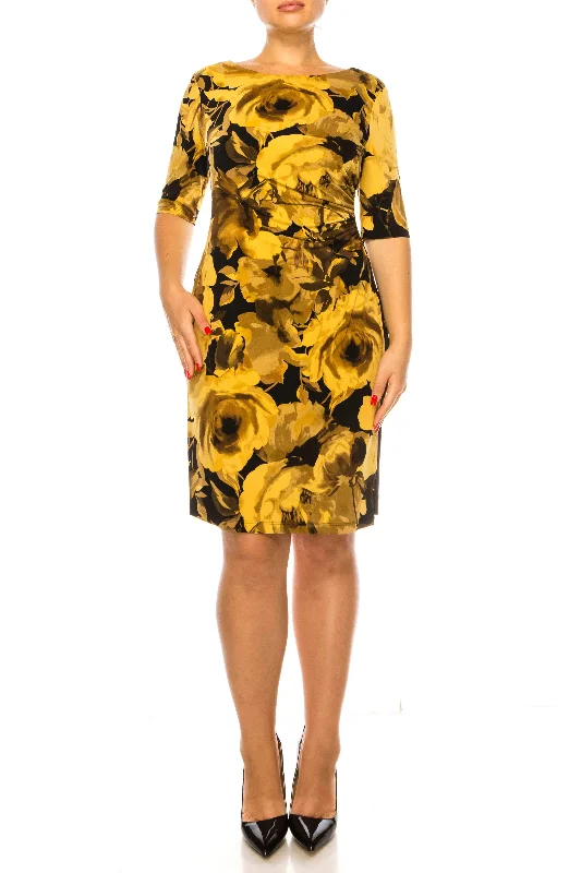 Knitted Design Connected Apparel TJR70751 - Floral Sheath Dress