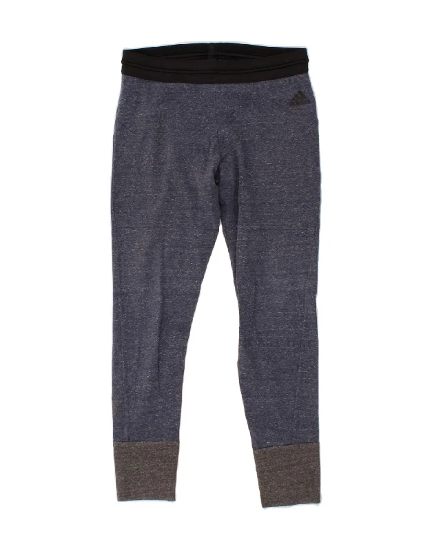 Celebrity Style ADIDAS Womens Tracksuit Trousers Joggers UK 12 Medium Blue Flecked