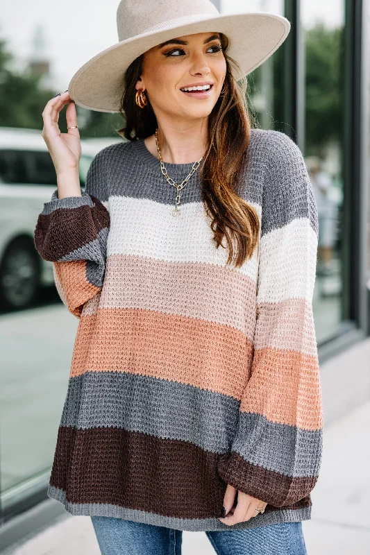 Carefree Style Be With You Gray Colorblock Sweater